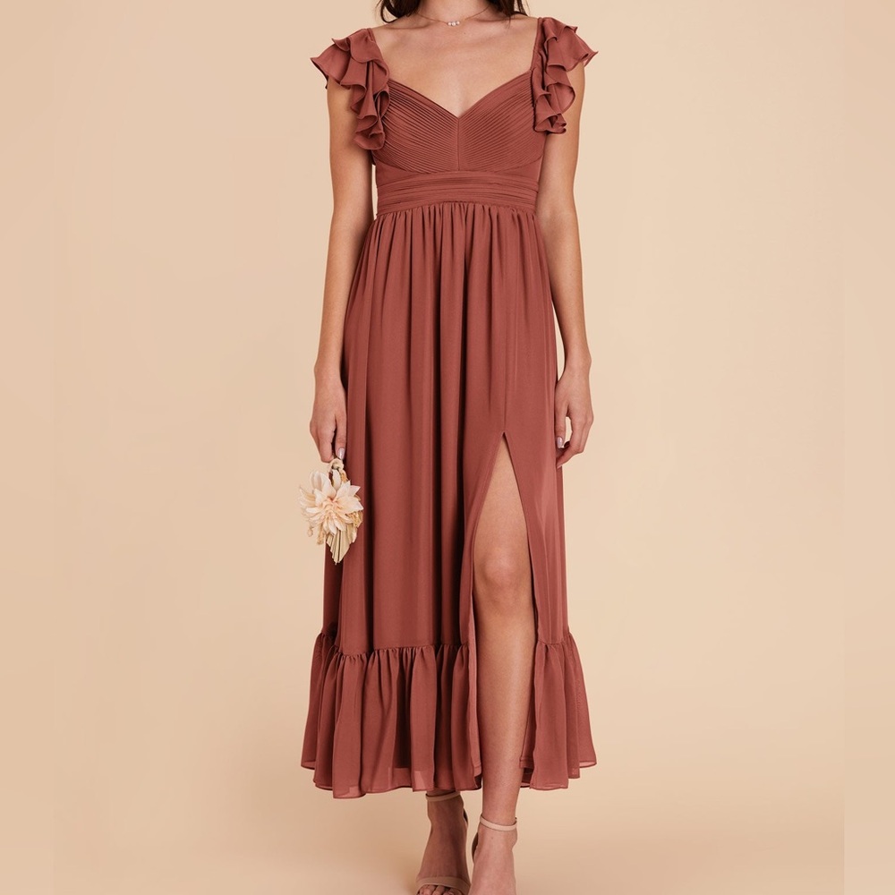 EUC Michelle Formal Bridesmaid Wedding Dress Birdy Grey Chiffon Desert Rose